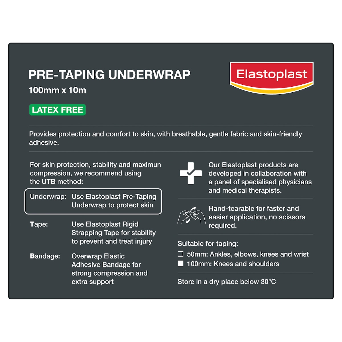 Elastoplast Pre-Taping Underwrap 100mm x 10m Roll