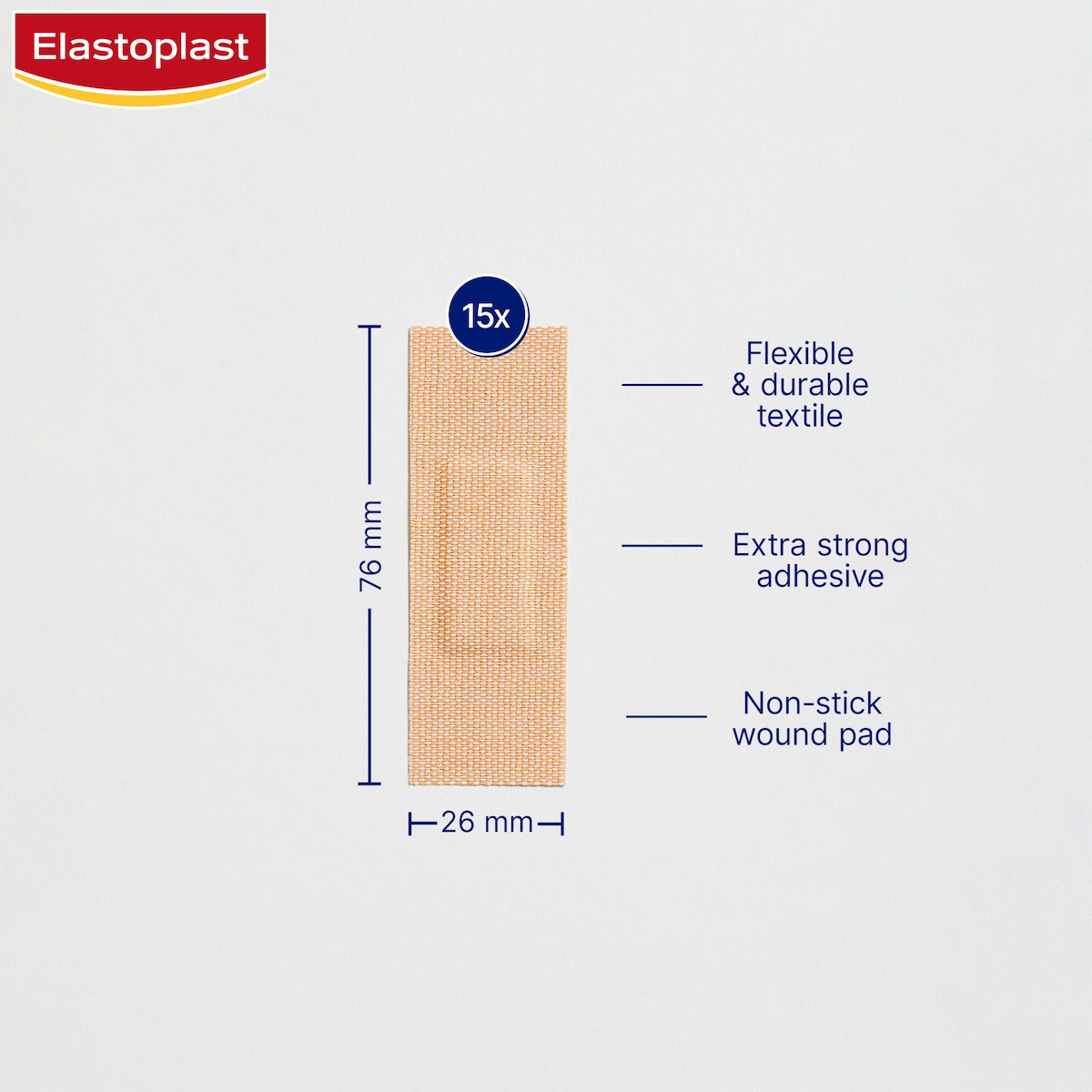 Elastoplast Extra Tough Waterproof Asssorted Shapes 15 Pack