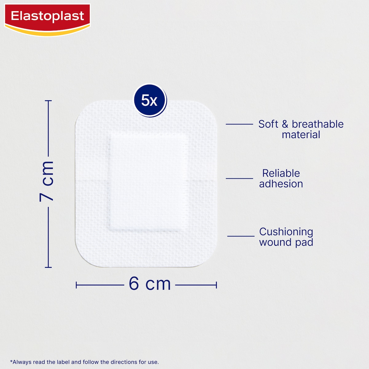 Elastoplast Sensitive Sterile Dressings XL 6cm x 7cm 5 Pack