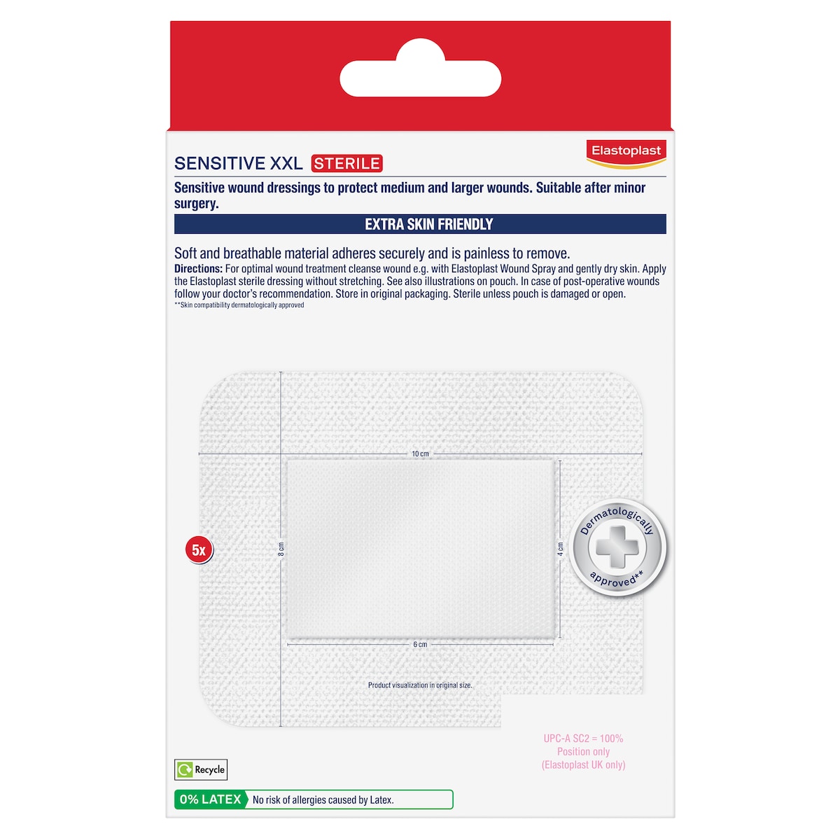 Elastoplast Sensitive Sterile Dressing XXL 8cm x 10cm 5 Pack