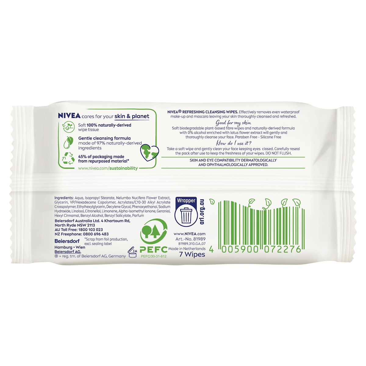 Nivea Refreshing Facial Cleansing Wipes 7 Pack