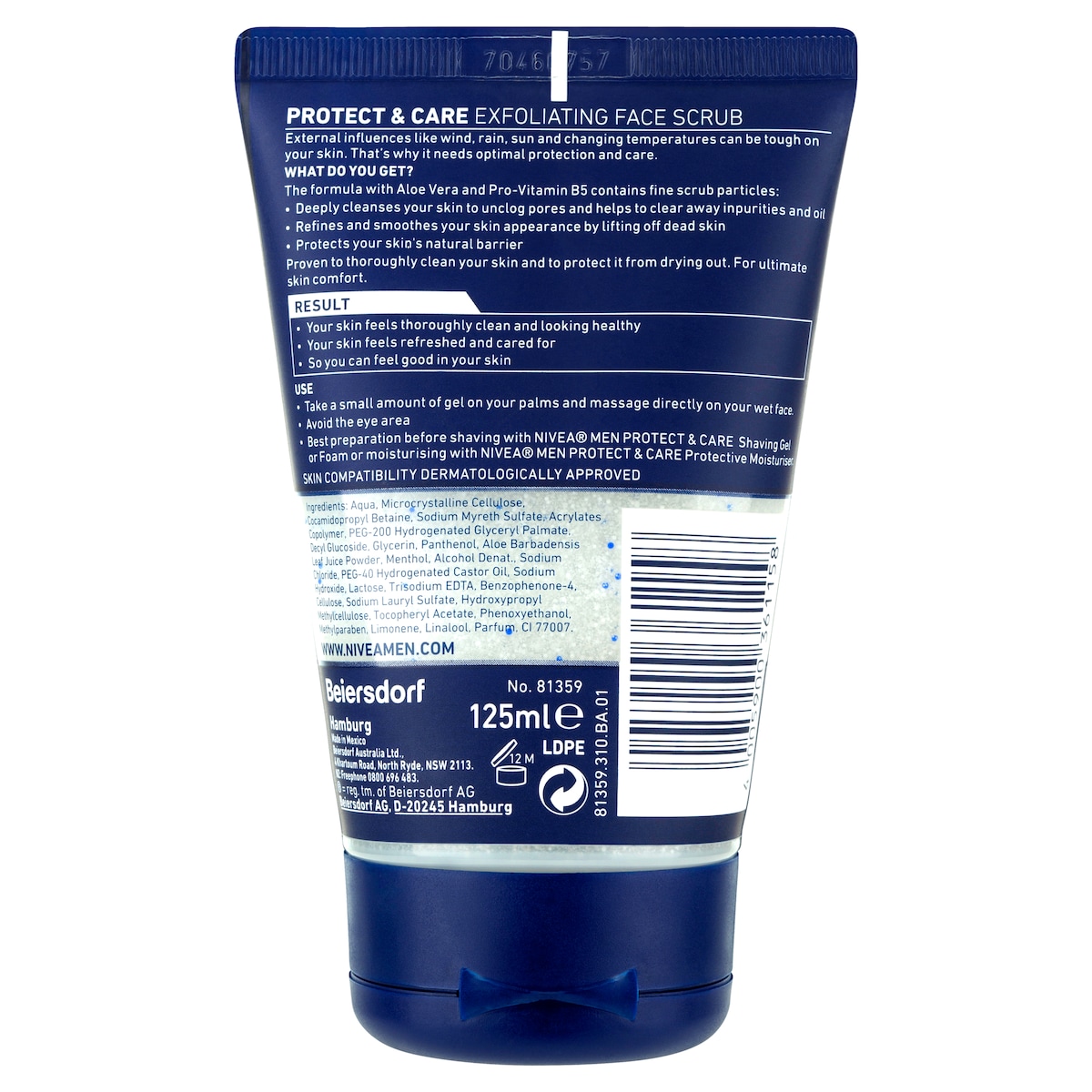 Nivea Men Protect & Care Exfoliating Face Scrub 125ml