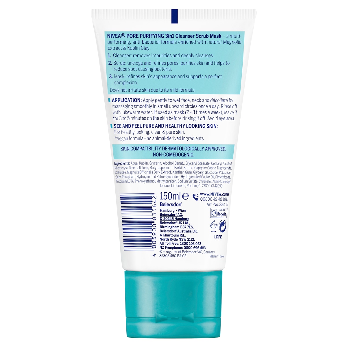 Nivea Pore Purifying 3 in 1 Wash Scrub Mask 150ml