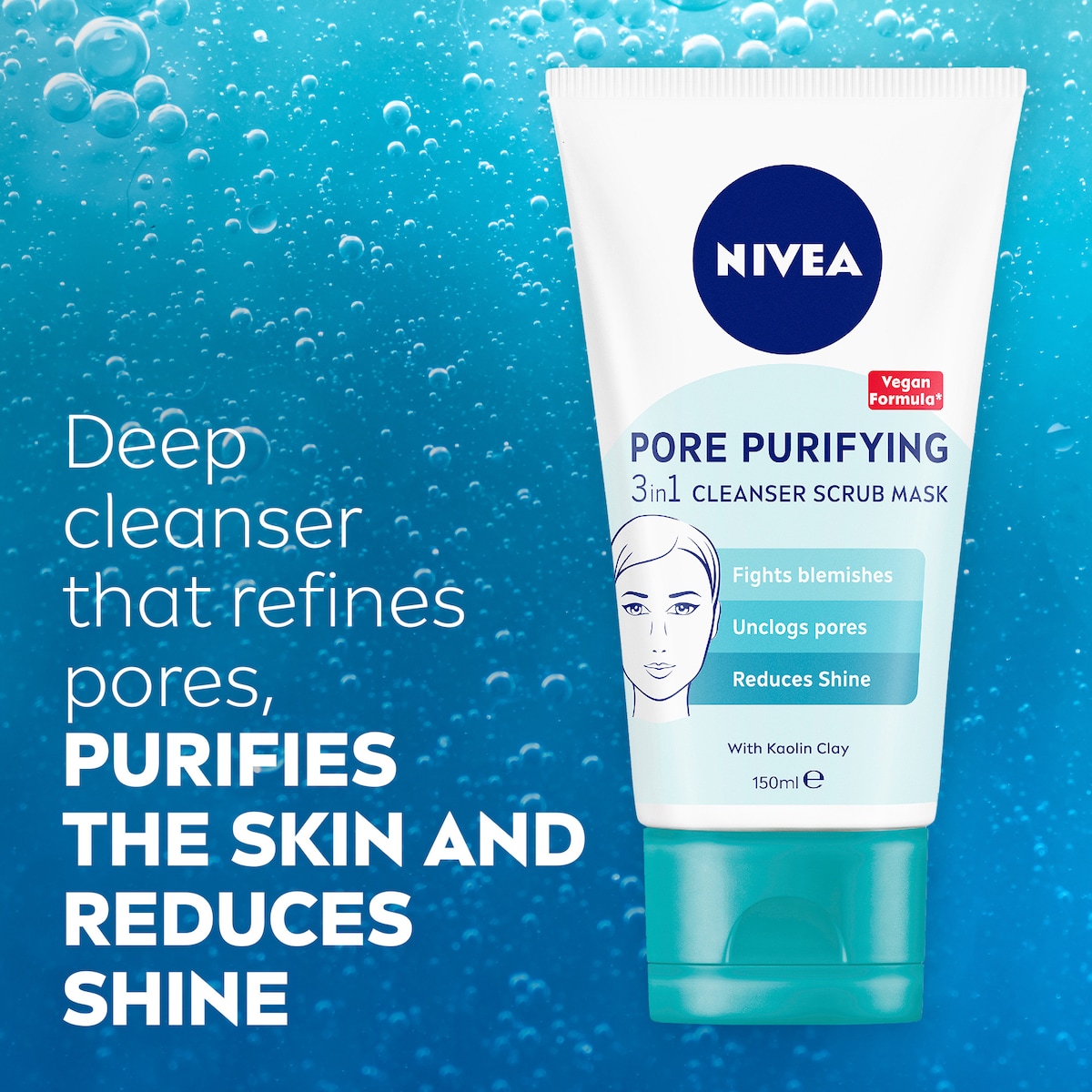 Nivea Pore Purifying 3 in 1 Wash Scrub Mask 150ml