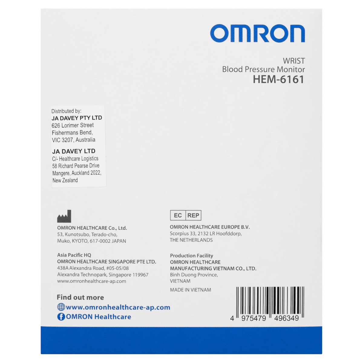 Omron HEM6161 Basic Wrist Blood Pressure Monitor