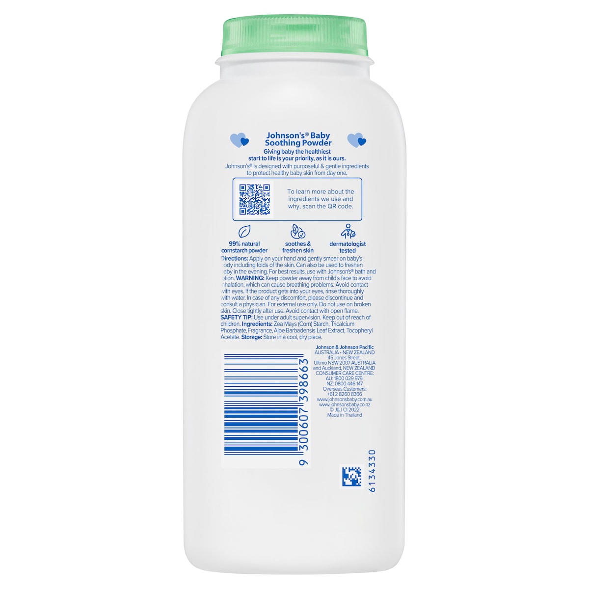 Johnsons Baby Soothing Baby Powder Aloe Vera + Vitamin E 200g