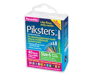 Piksters Interdental Brushes Size 6 Green 40 Pack