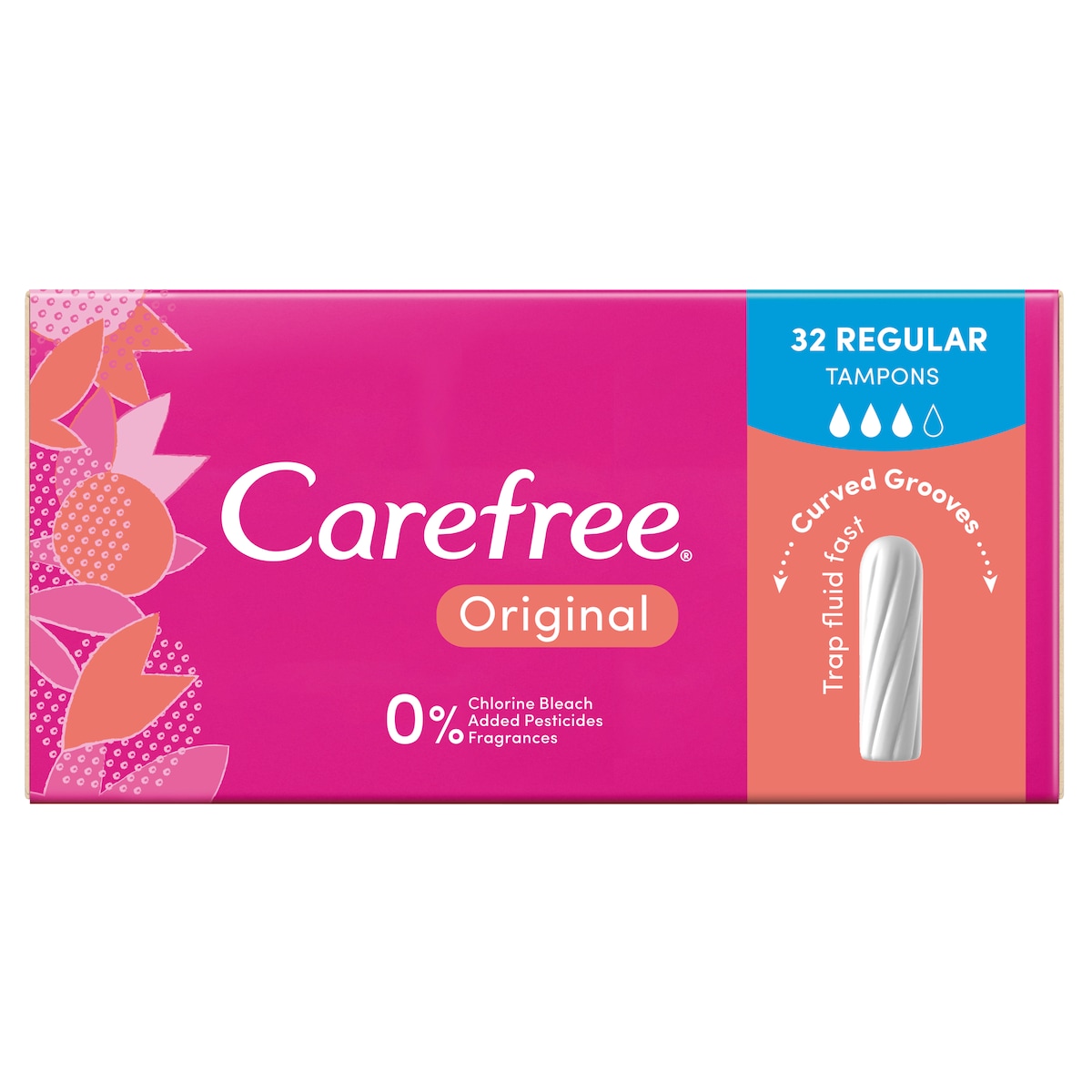 Carefree Original Regular Tampons 32 Pack