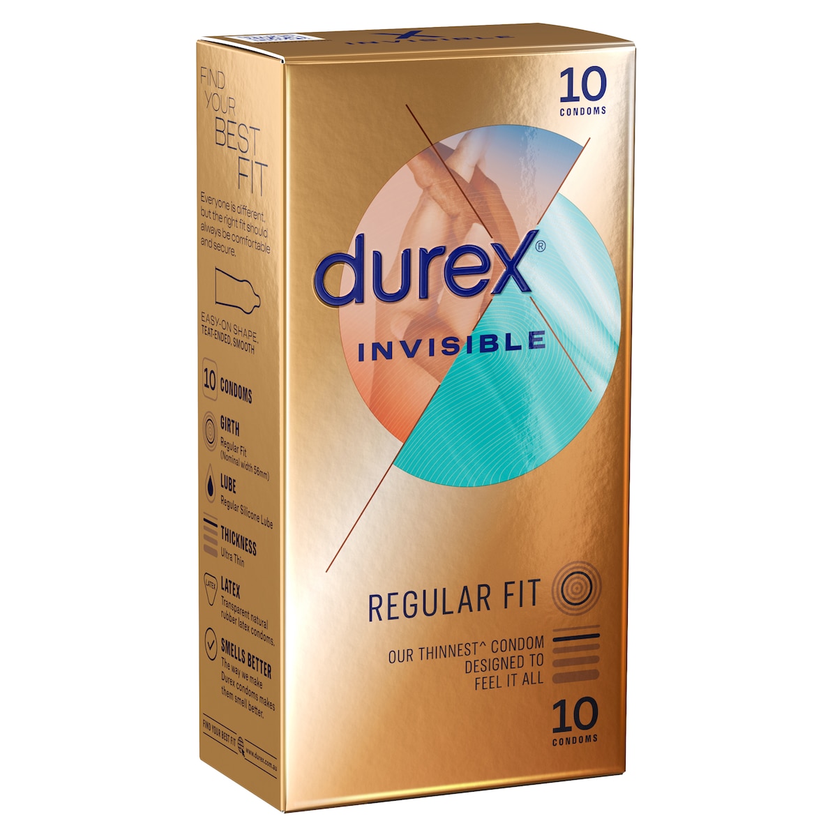 Durex Invisible Ultra Thin Regular Fit Condoms 10 Pack