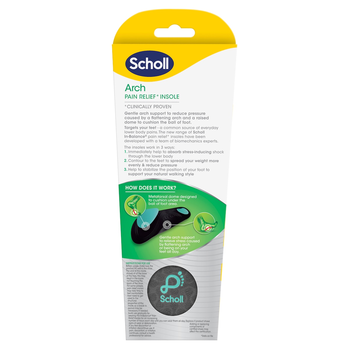 Scholl In-balance Ball of Foot & Arch Orthotic Insole Large