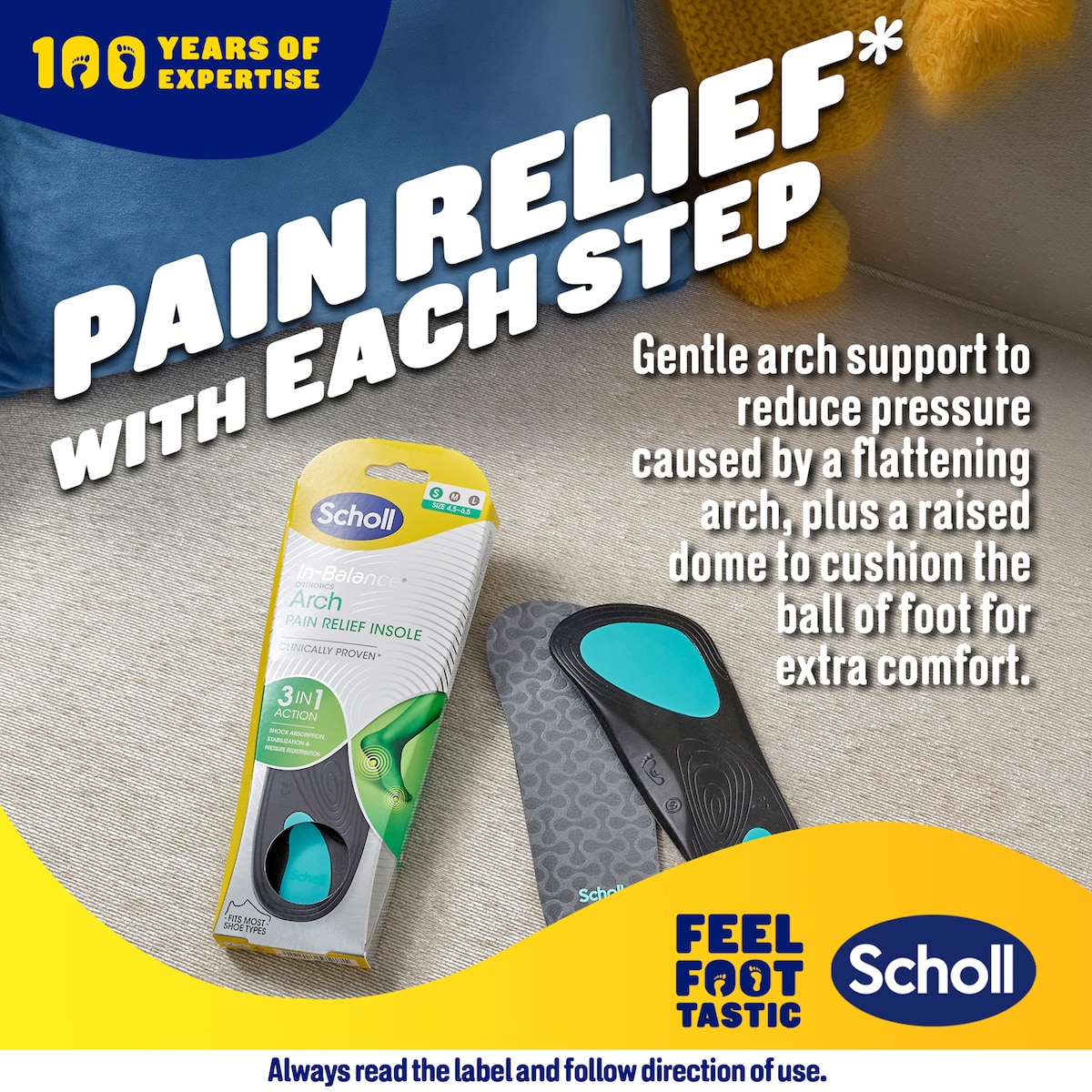 Scholl In-balance Ball of Foot & Arch Orthotic Insole Large