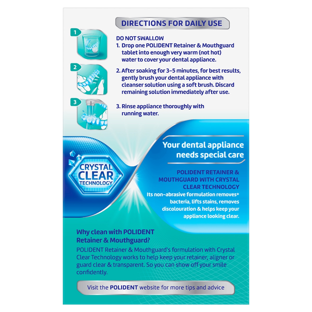 Polident Retainer & Mouthguard Cleanser 36 Tablets