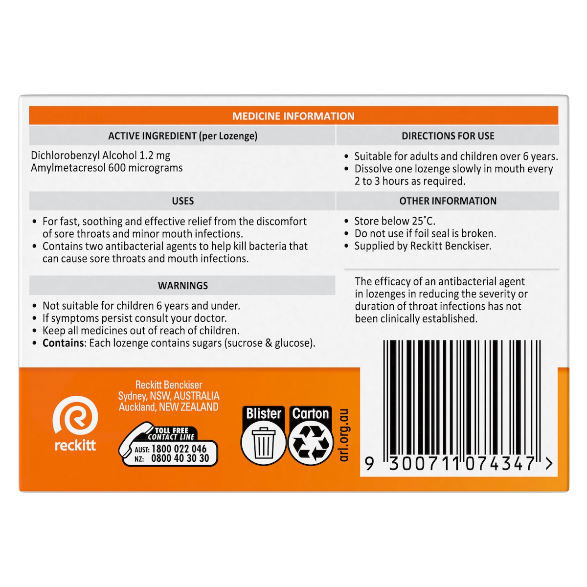 Strepsils Sore Throat Relief Orange 16 Lozenges