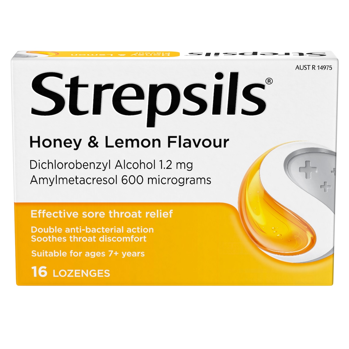 Strepsils Sore Throat Relief Honey & Lemon 16 Lozenges