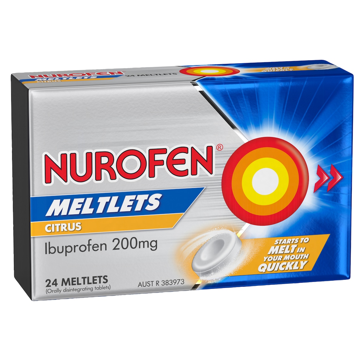 Nurofen Meltlets Ibuprofen Pain Relief Citrus 24 Tablets