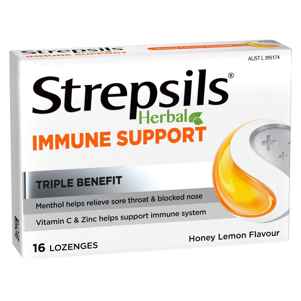 Strepsils Herbal Immune Support Honey Lemon Lozenges 16 Pack