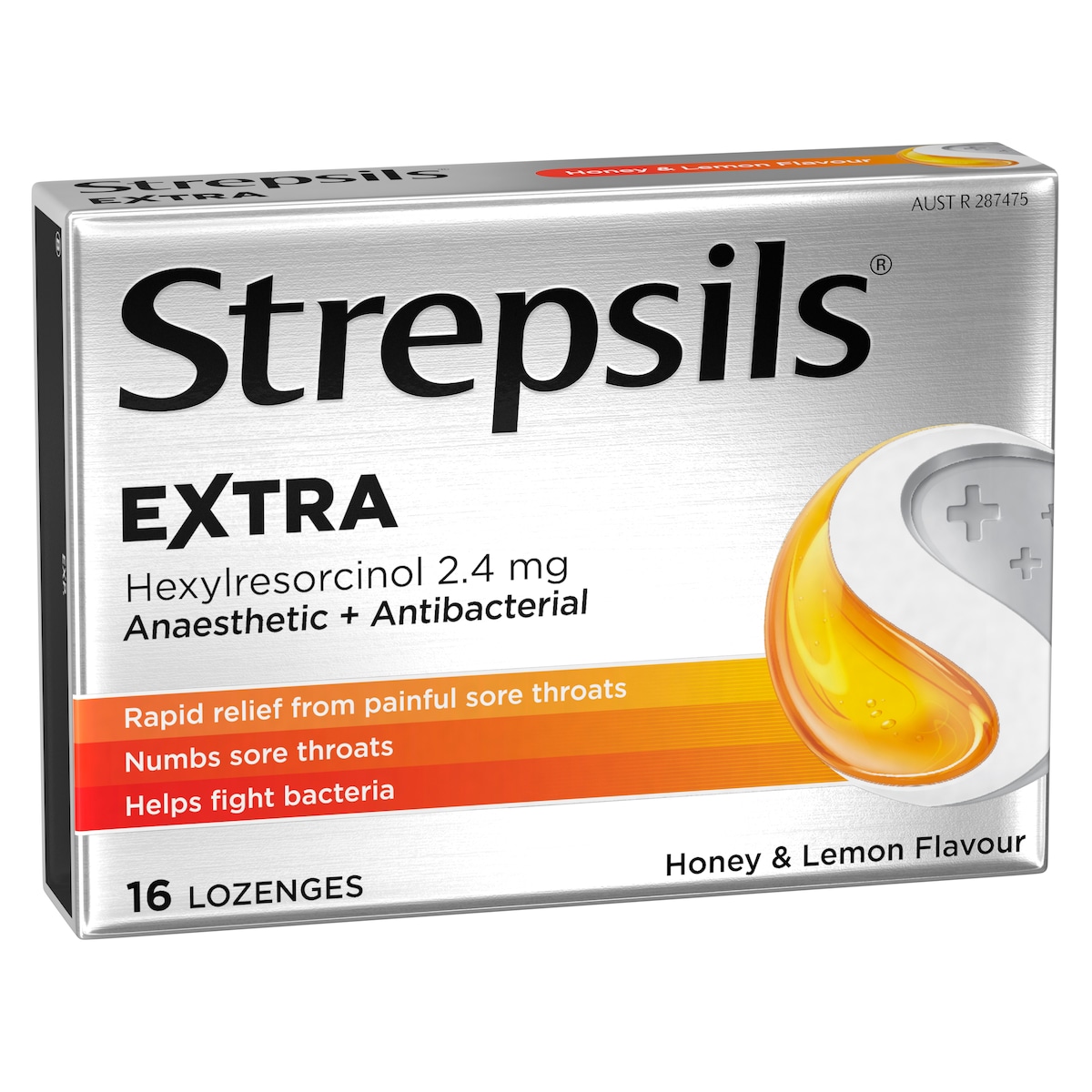 Strepsils Extra Honey & Lemon Sore Throat Relief Lozenges 16 Pack