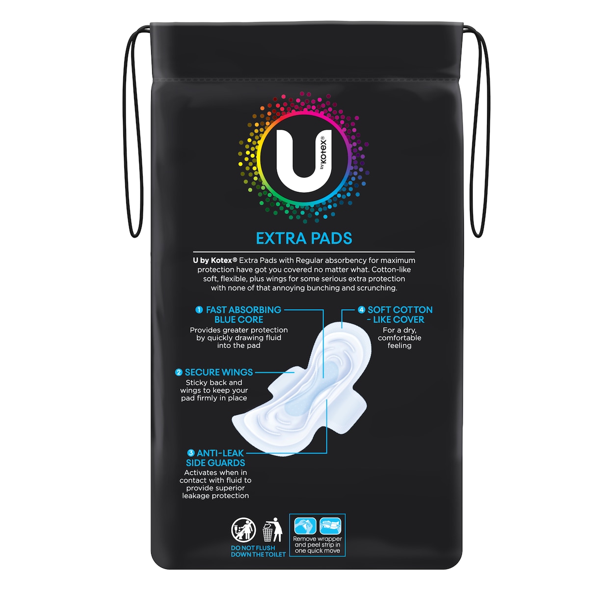 U by Kotex Extra Regular Pads with Wings 16 Pack