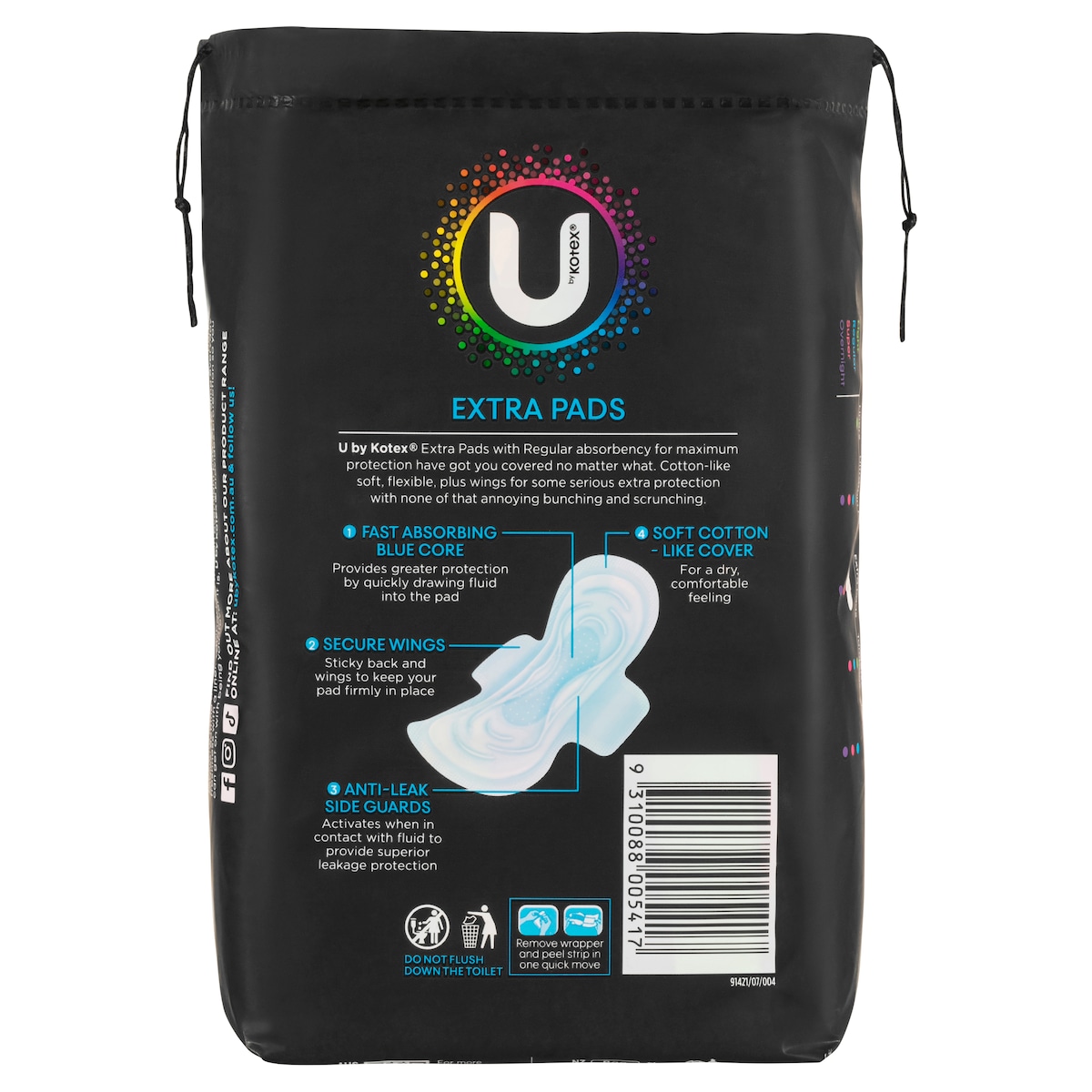 U by Kotex Extra Regular Pads with Wings 16 Pack