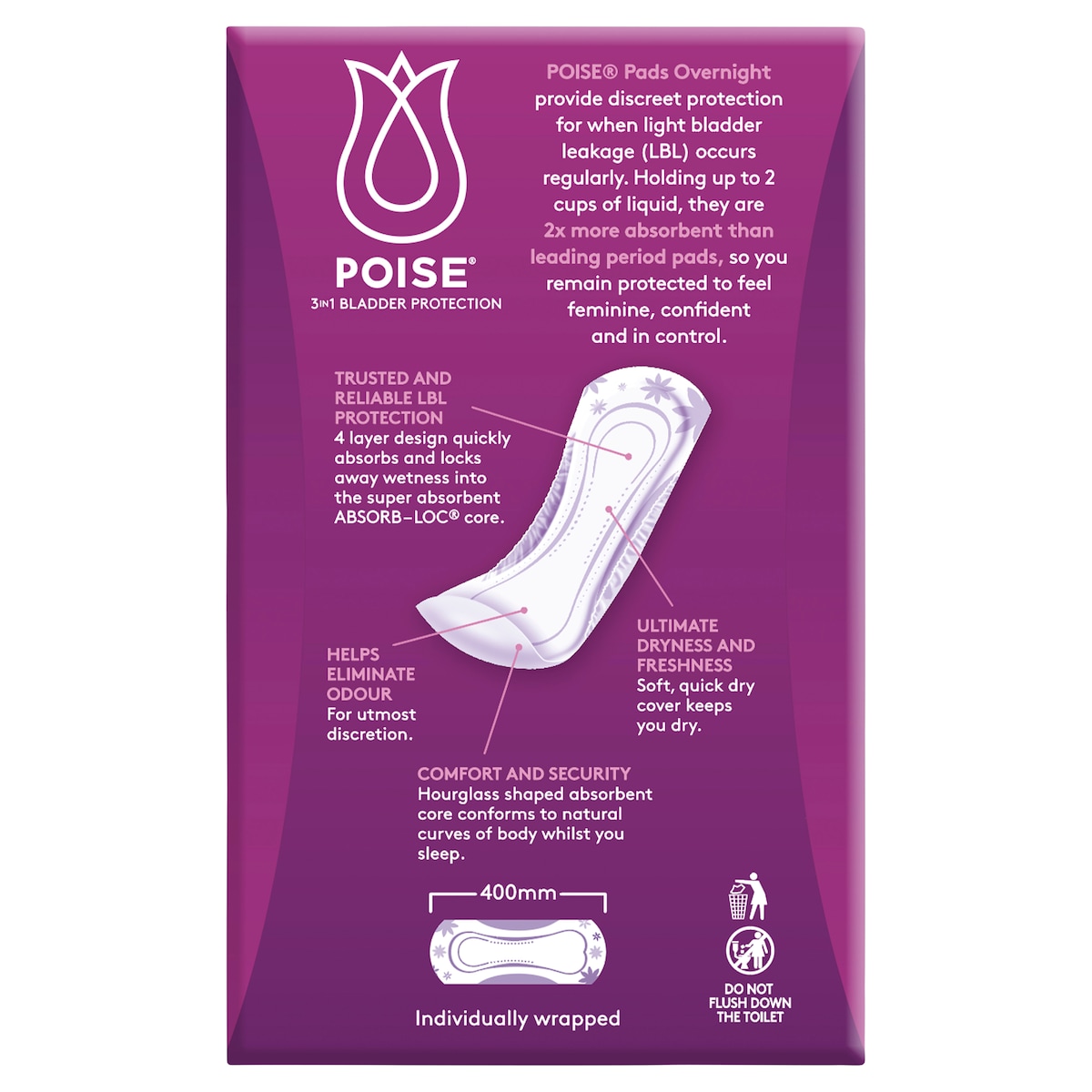 Poise Pads Overnight 8 Pack