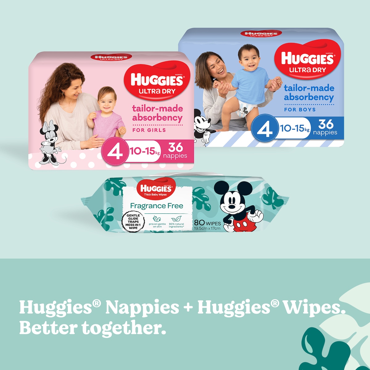 Huggies Fragrance Free Thick Baby Wipes in Refillable Tub - 64 Pack (Assorted Packaging)