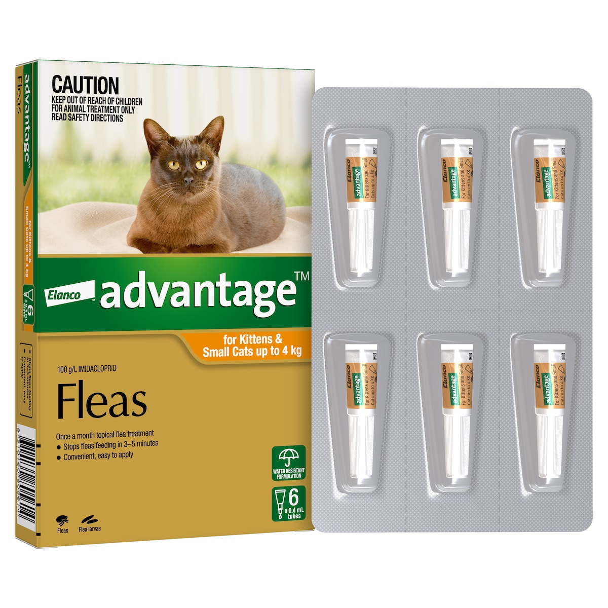 Advantage Kittens & Small Cats up to 4kg 6 Pack (Orange)