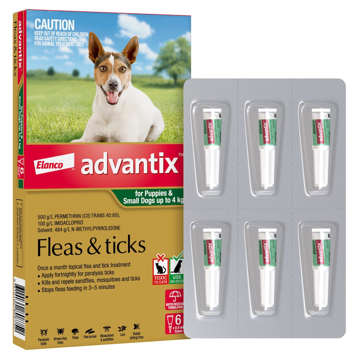 Advantix for Puppies & Small Dogs up to 4kg Green 6 Pack