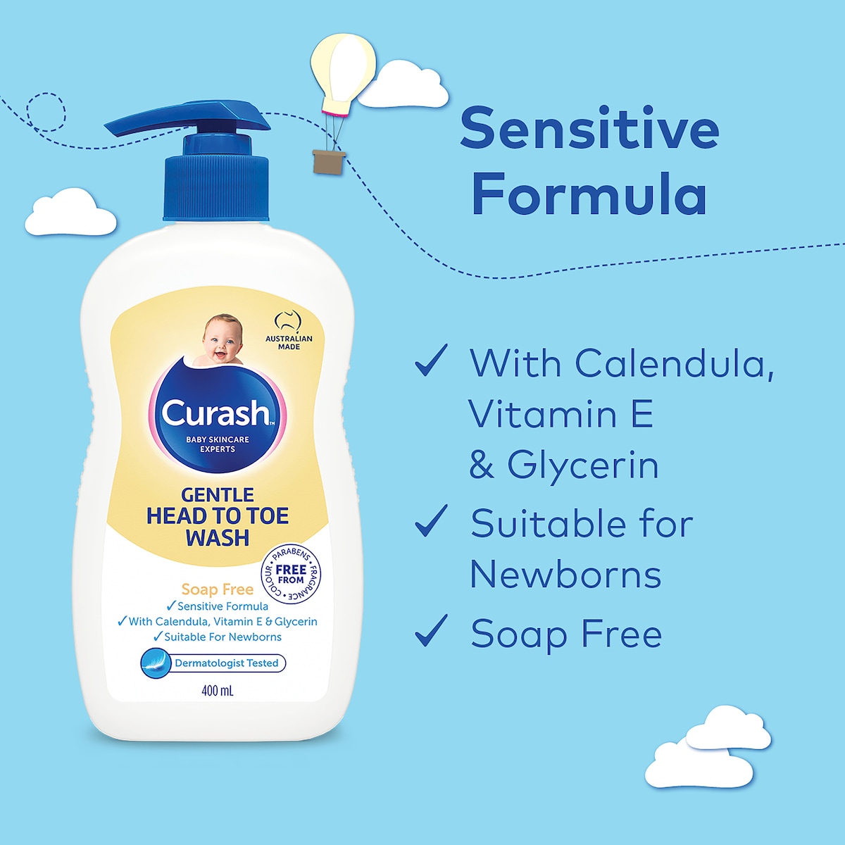 Curash Gentle Head to Toe Wash 400ml