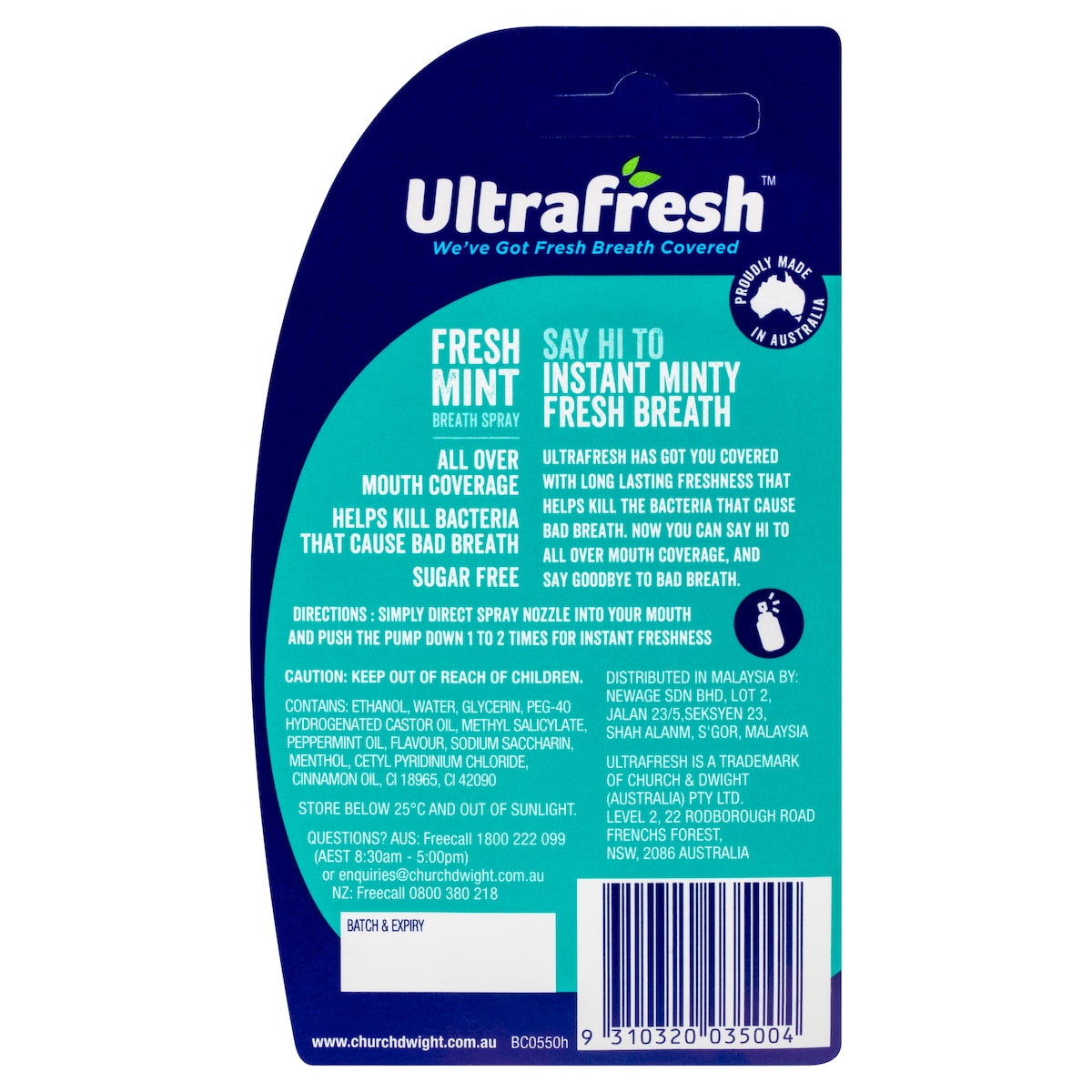 Ultrafresh Breath Spray Fresh Mint 12ml