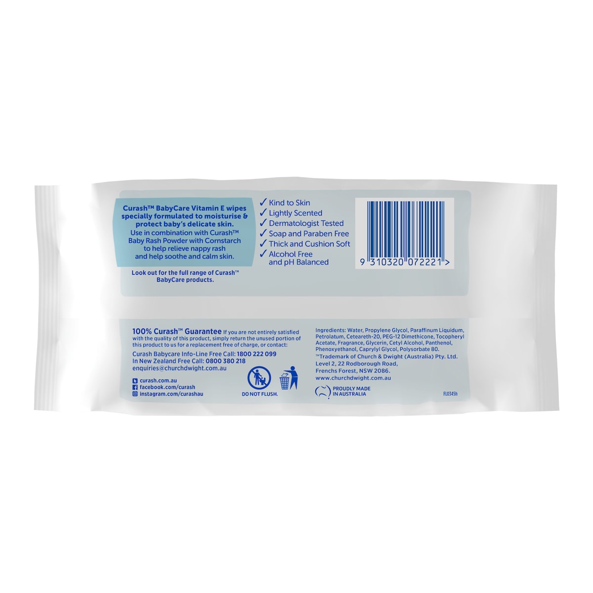 Curash Baby Moisturising Vitamin E 80 Baby Wipes