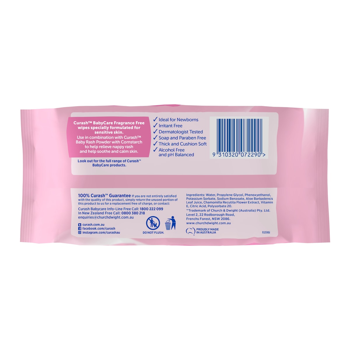 Curash Baby Fragrance Free 80 Baby Wipes