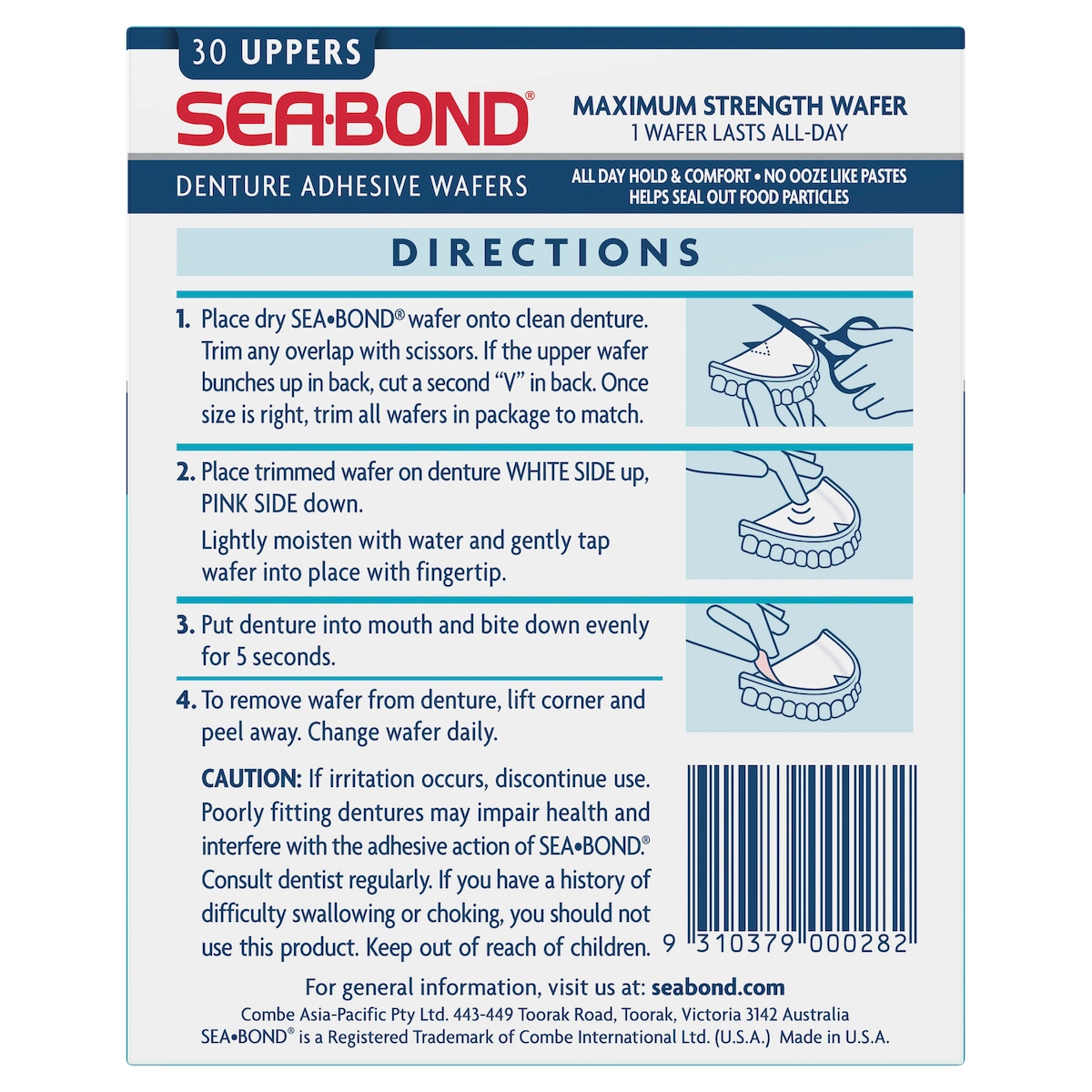 Sea-bond Original Denture Adhesive Seals Upper 30 Pack