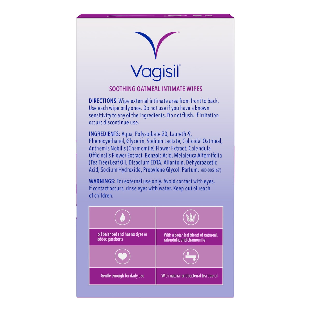 Vagisil Soothing Oatmeal Intimate Wipes 12 Pack