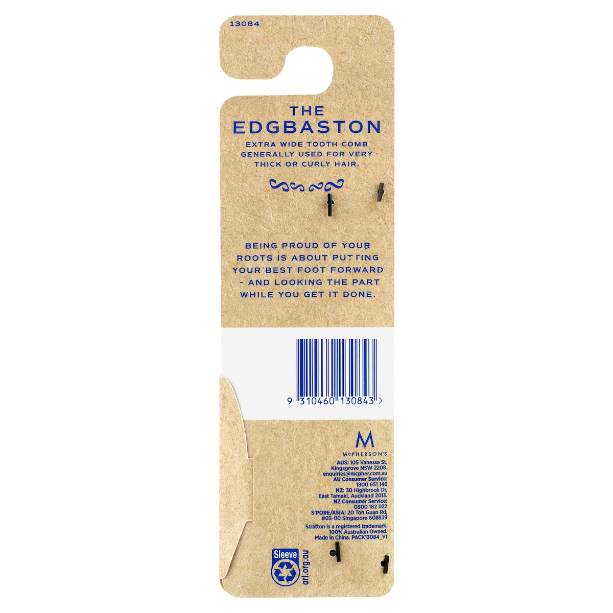 Stratton The Edgbaston Wide Tooth Comb