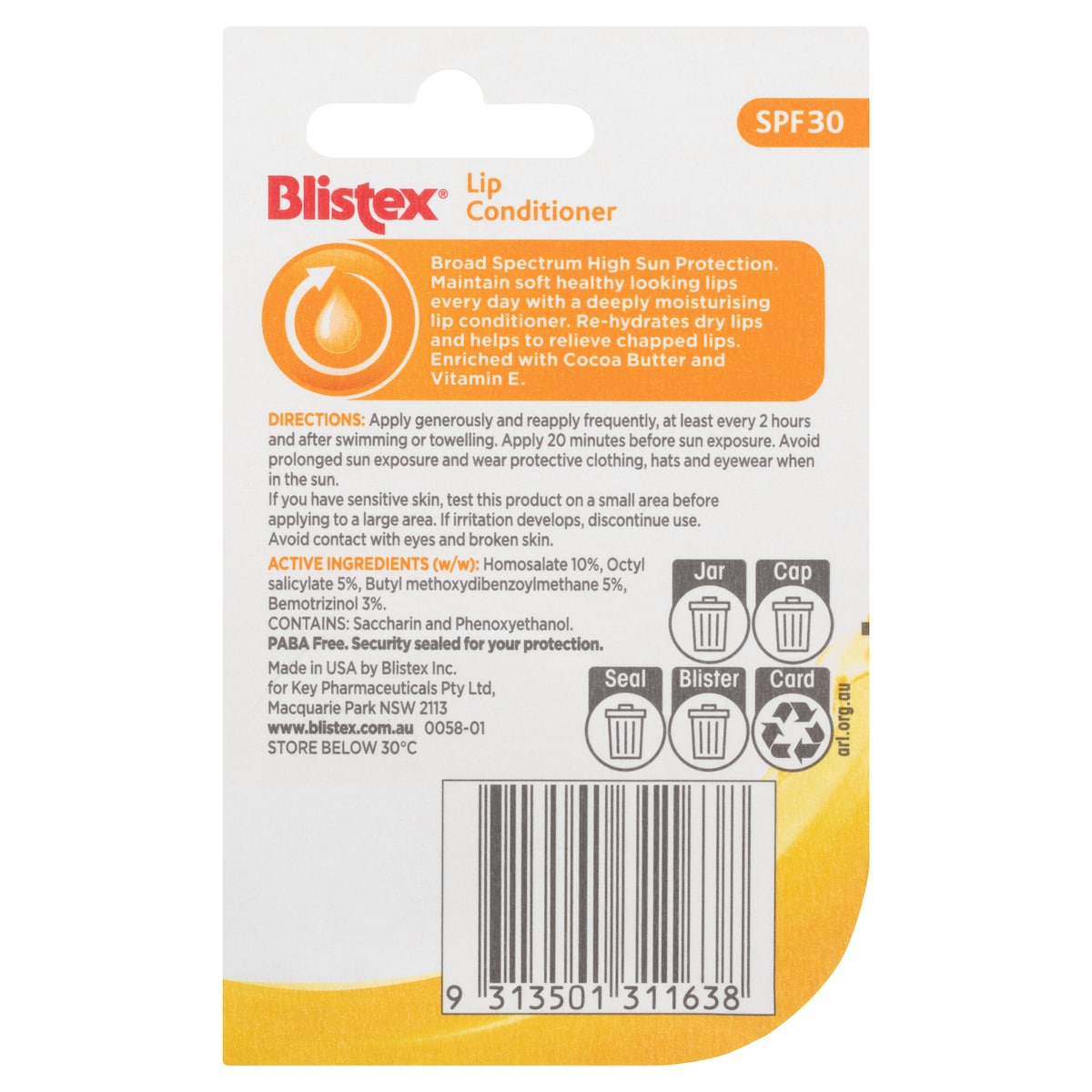 Blistex Lip Conditioner Pot Spf30 7G