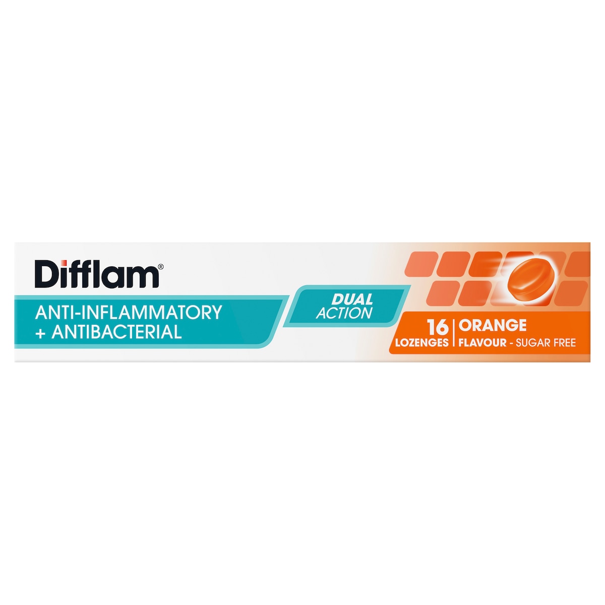 Difflam Sore Throat Lozenges Sugar Free Orange 16 Pack