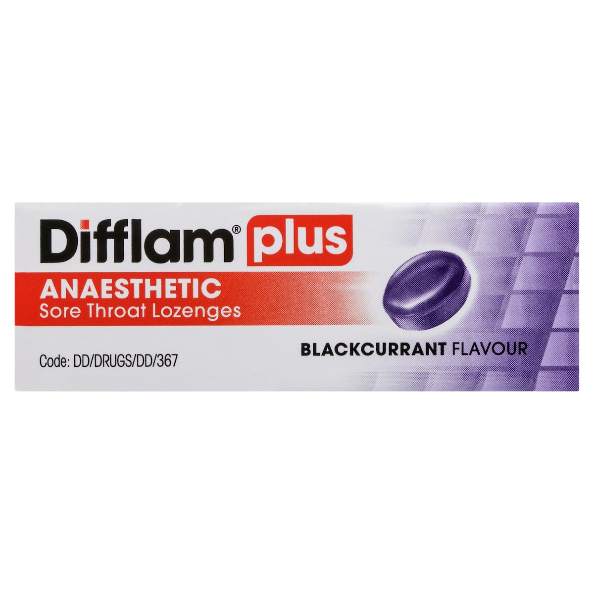 Difflam Plus Anaesthetic Sore Throat Lozenges Blackcurrant 16 Pack