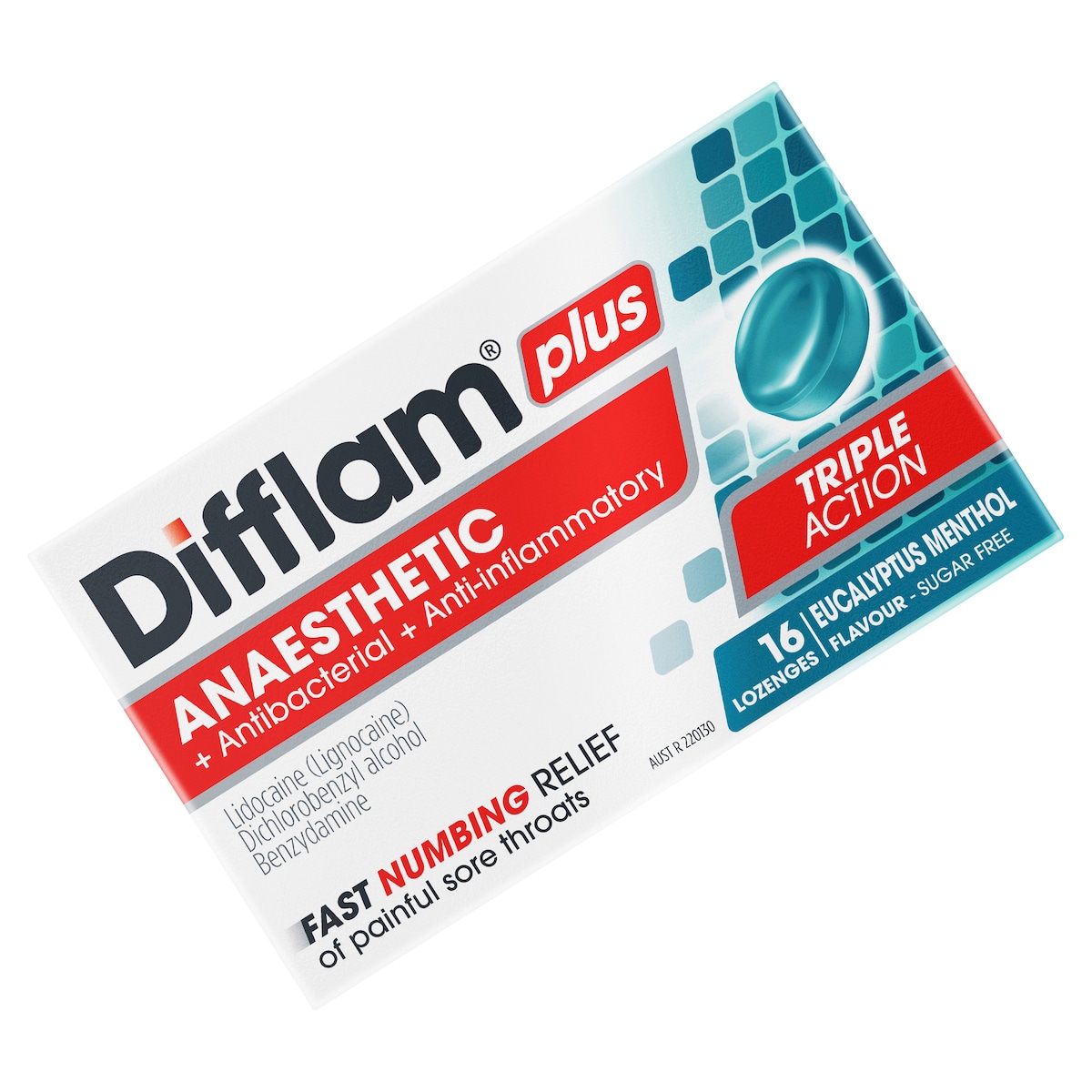 Difflam Plus Anaesthetic Sore Throat Lozenges Eucalyptus & Menthol 16 Pack