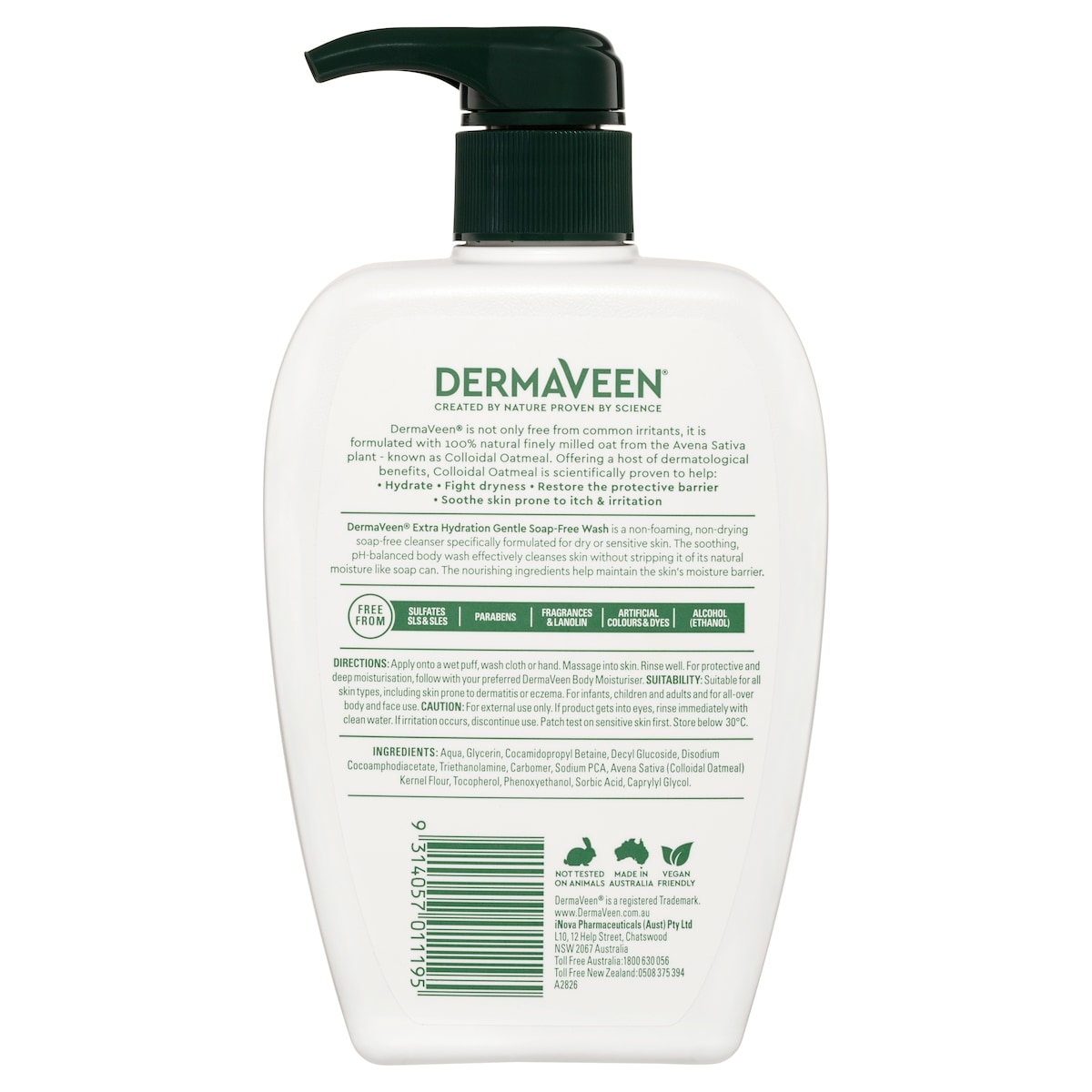 DermaVeen Extra Hydration Gentle Soap Free Wash 500ml