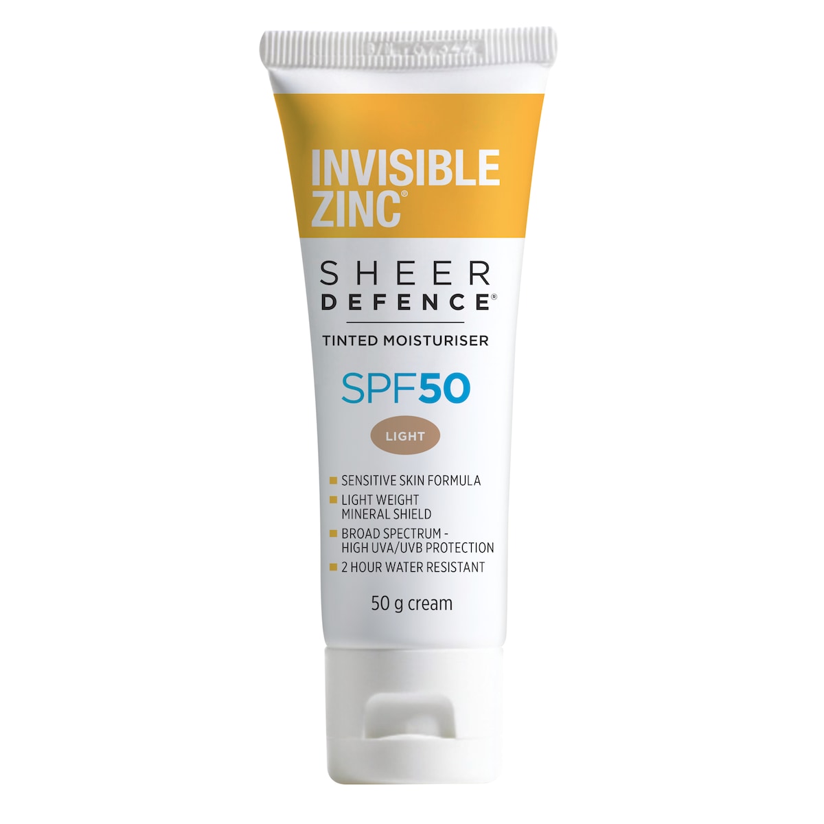 Invisible Zinc Sheer Defence Tinted Moisturiser SPF50 Light 50g