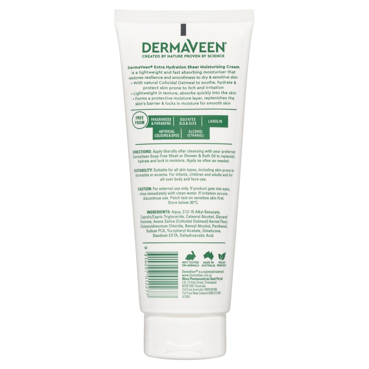 DermaVeen Extra Hydration Sheer Moisturising Cream 200g