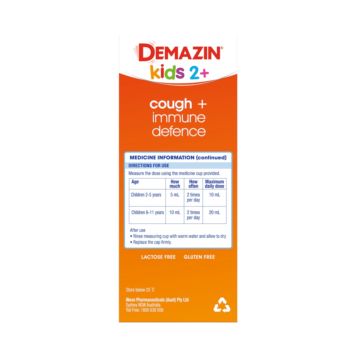 Demazin Kids 2+ Years Cough + Immune Defence Syrup Berry 200ml