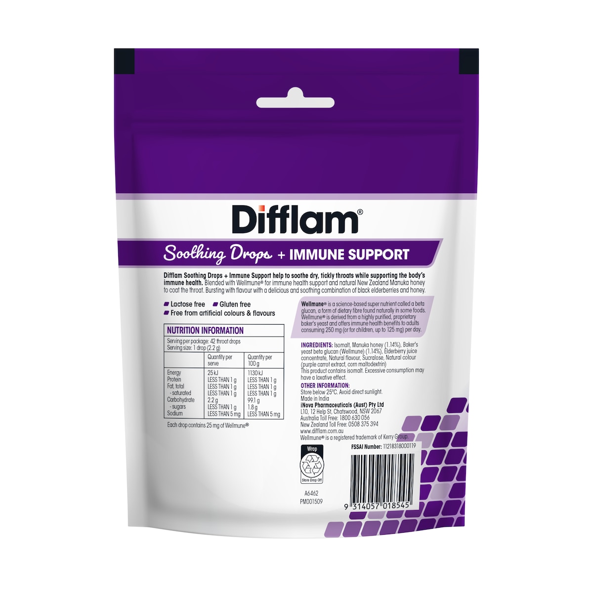 Difflam Soothing Drops + Immune Support Black Elderberry 42 Pack