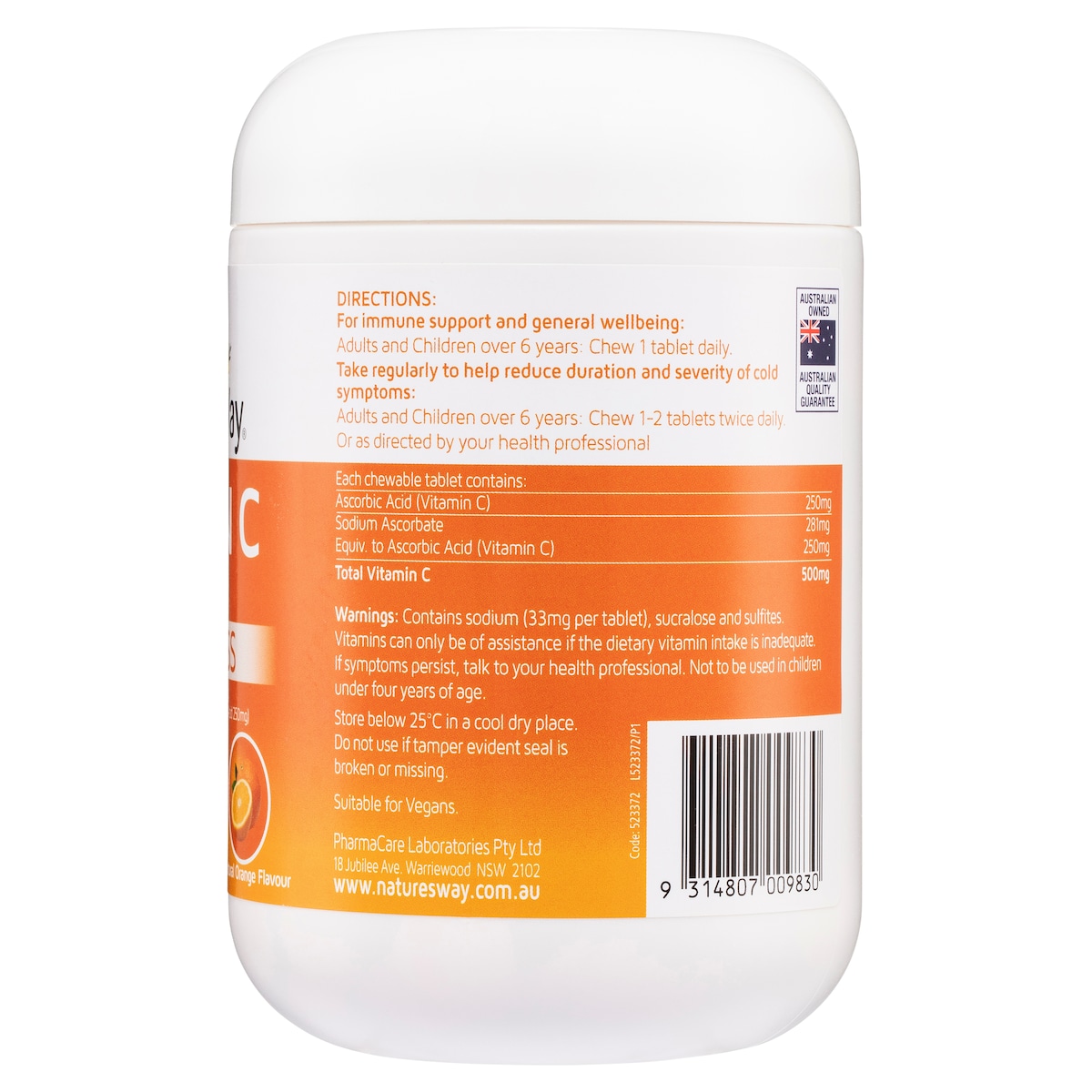 Natures Way Vitamin C 500mg 500 Chewable Tablets