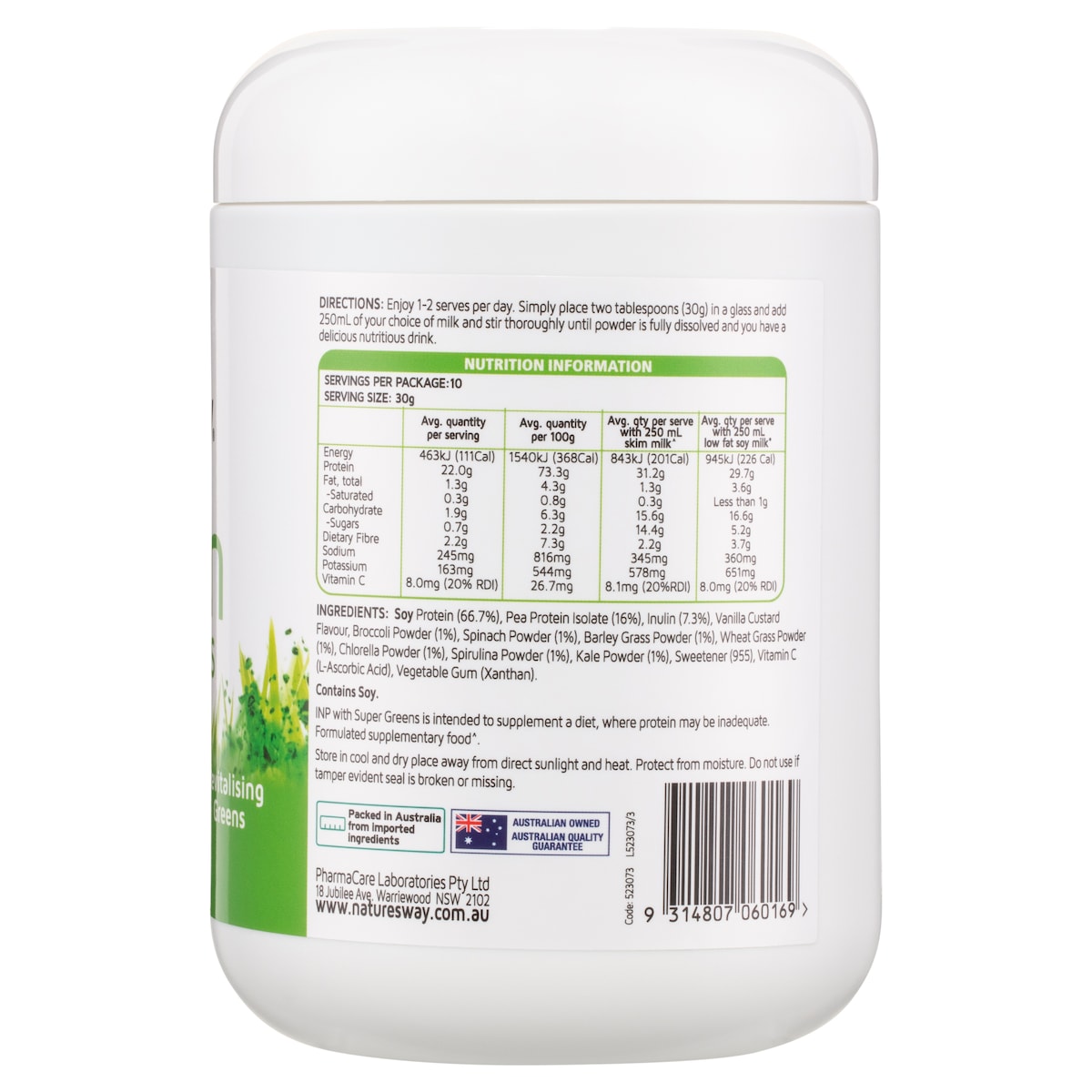 Natures Way Instant Natural Protein with Supergreens 300g