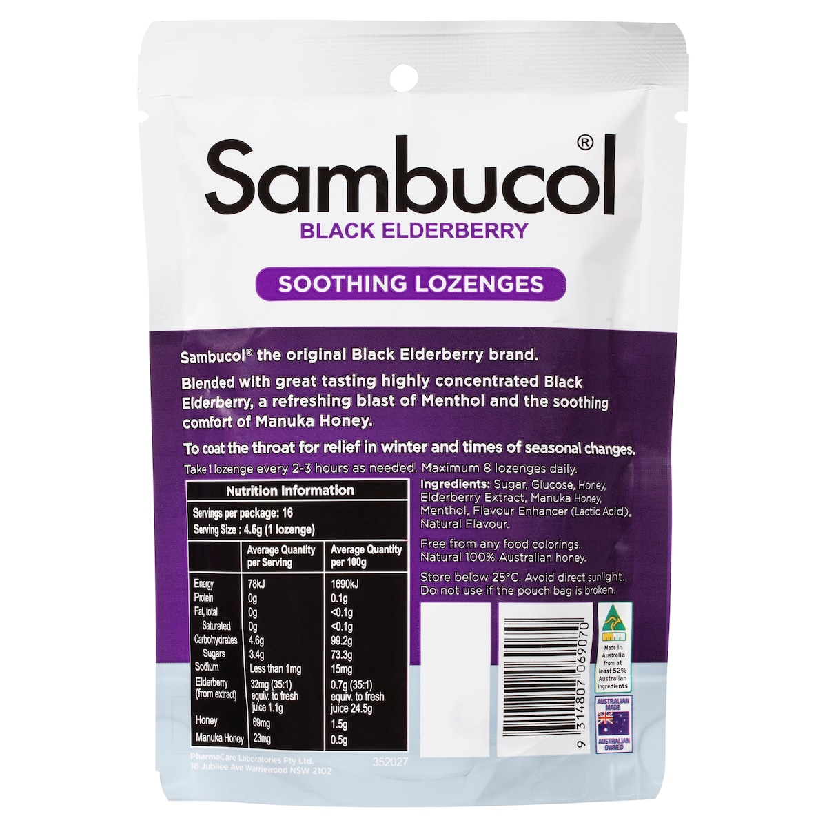 Sambucol Soothing Relief Nose & Throat Lozenges 16 Pack