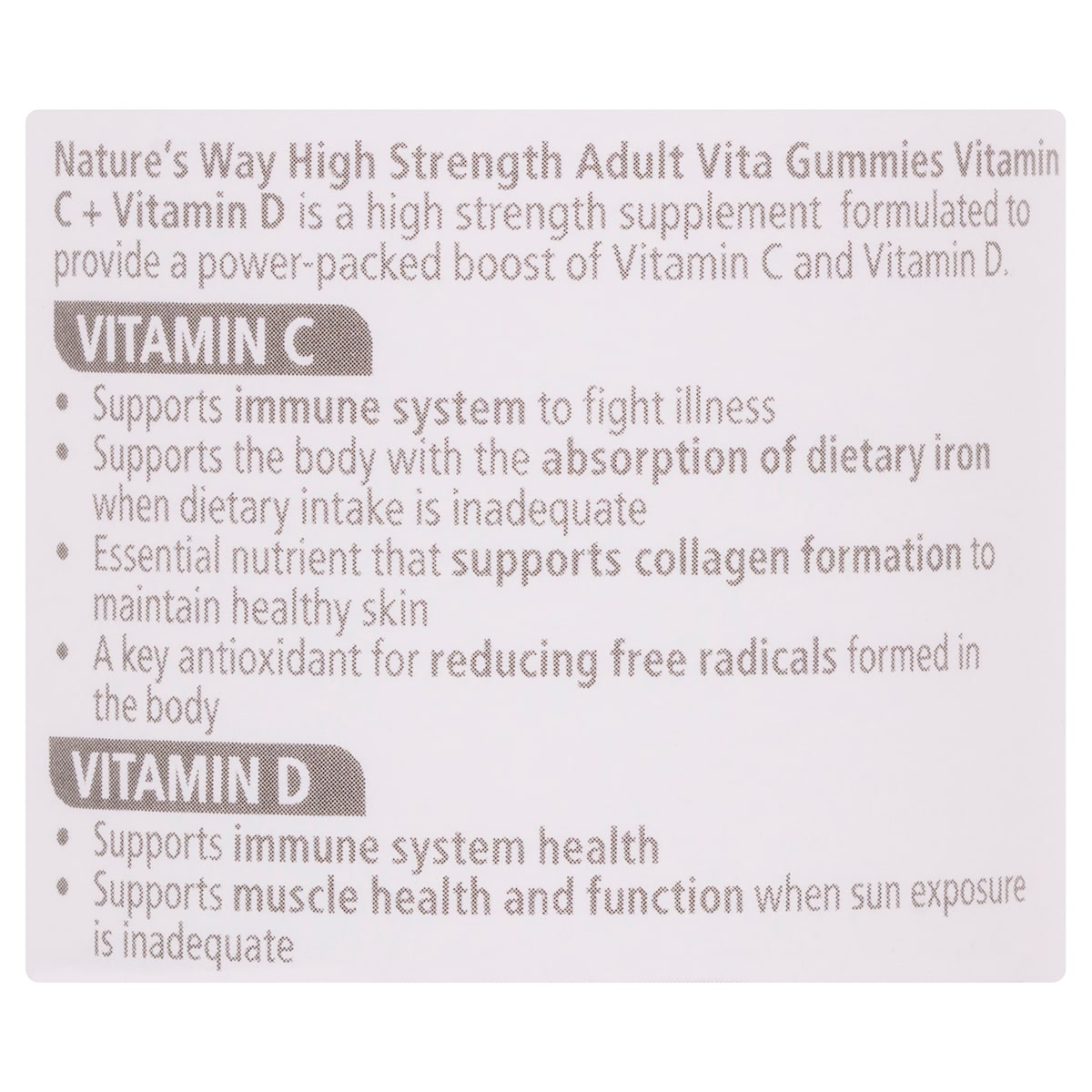 Natures Way Adult Vita Gummies High Strength Vitamin C + Vitamin D 65 Pack