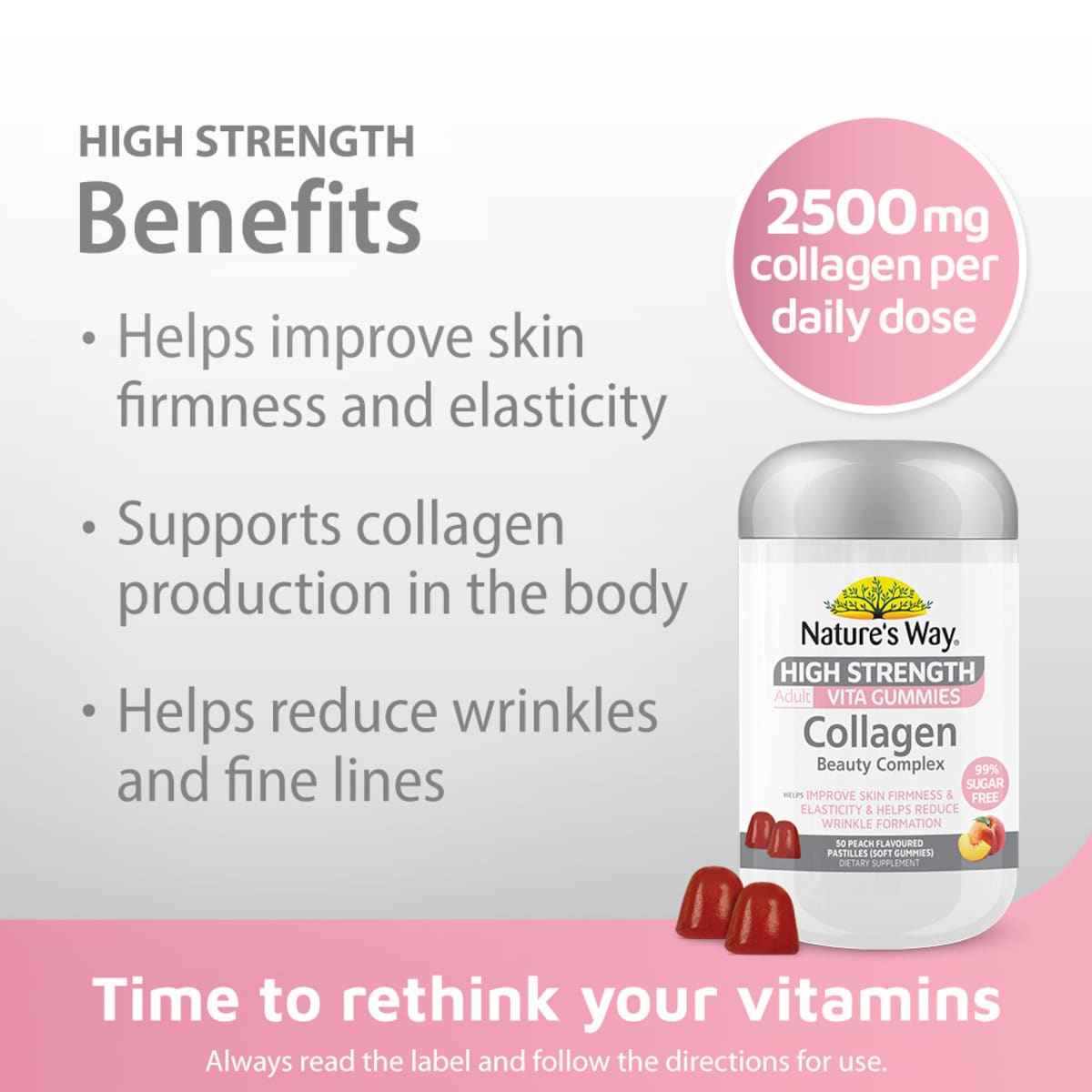 Natures Way High Strength Adult Vita Gummies Collagen Beauty Complex 50 Pack