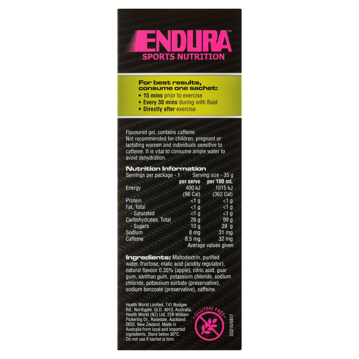 Endura Sports Energy Gel Green Apple 35g