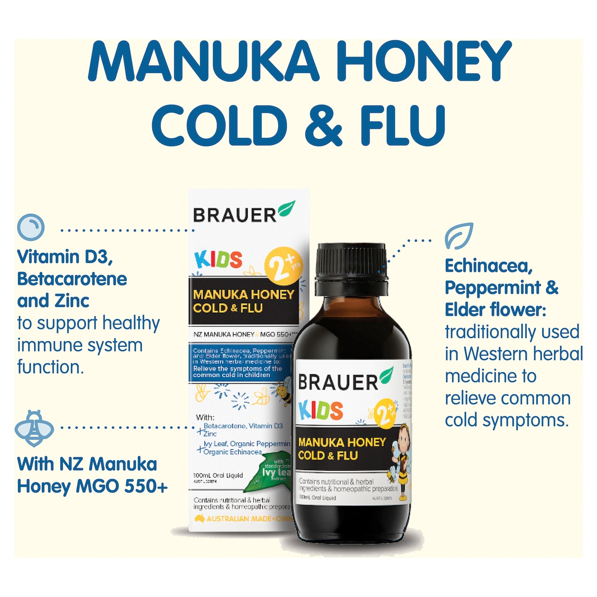 Brauer Kids Manuka Honey Cold & Flu 100ml